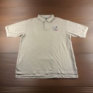 Vintage Winona Polo Mens XL Beige Mallard Duck Water Fowl Embroidered Golf Shirt
